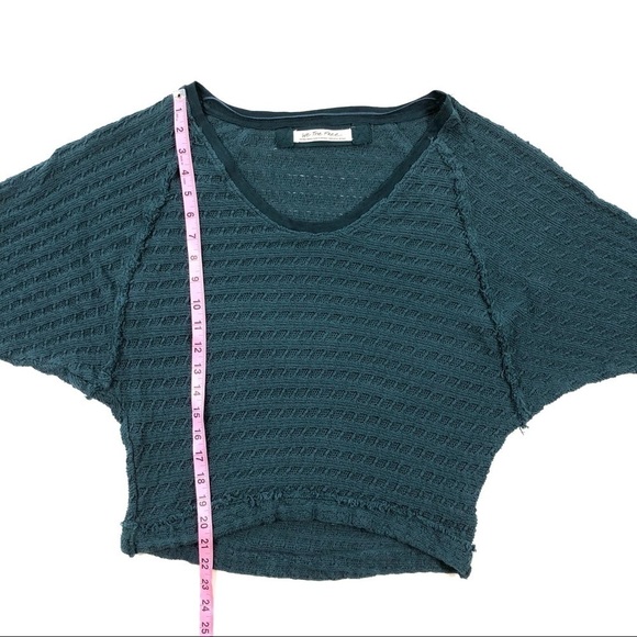 Free People teal open-weave slouchy dolman sweater scoop neck We the Free XS - Picture 13 of 14